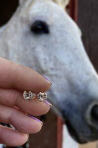 C Orecchini a bottone in argento a ferro di cavallo